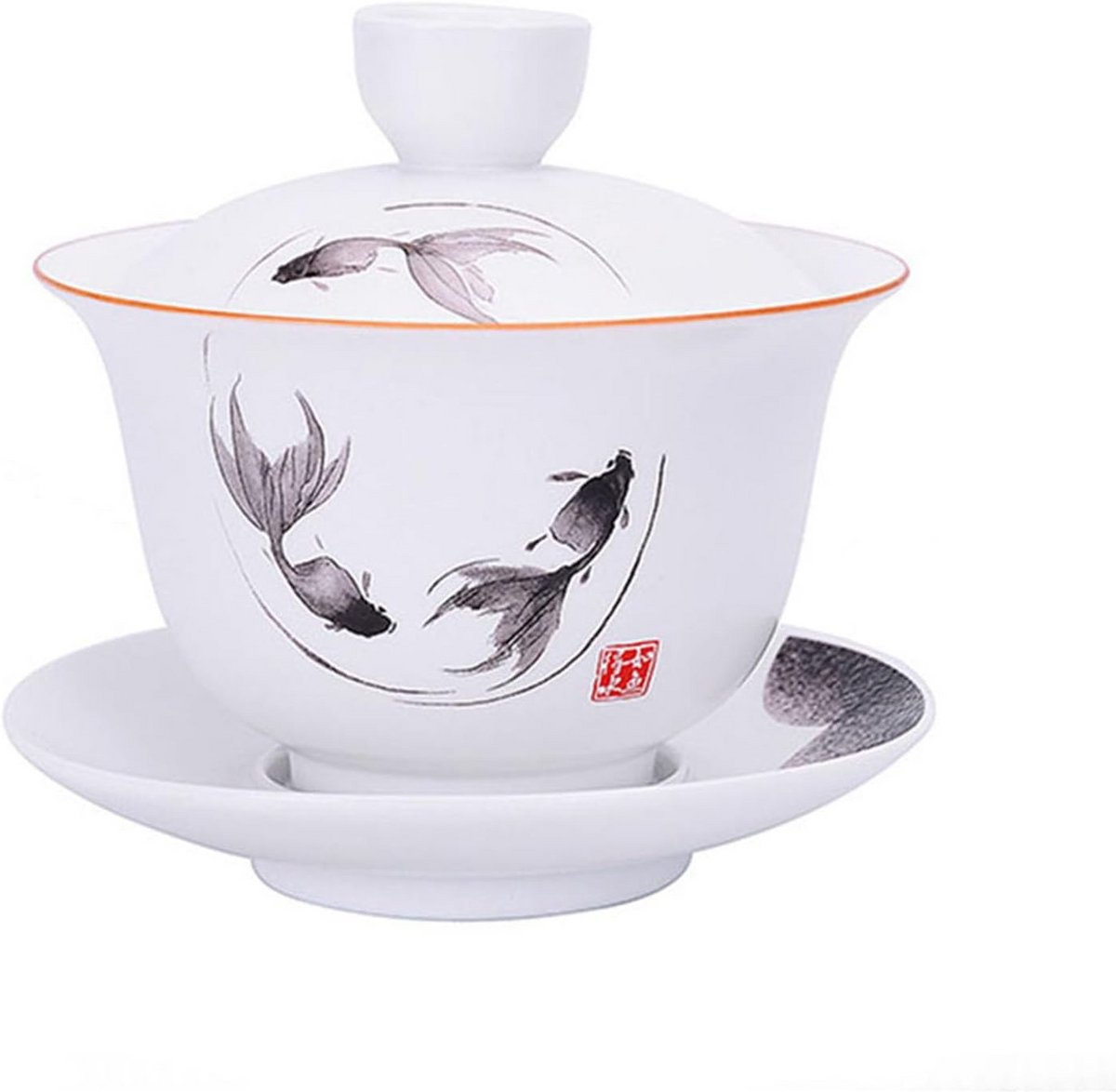 Wit Porseleinen Gaiwan Thee Set voor Losse Thee - Chinese Theeceremonie