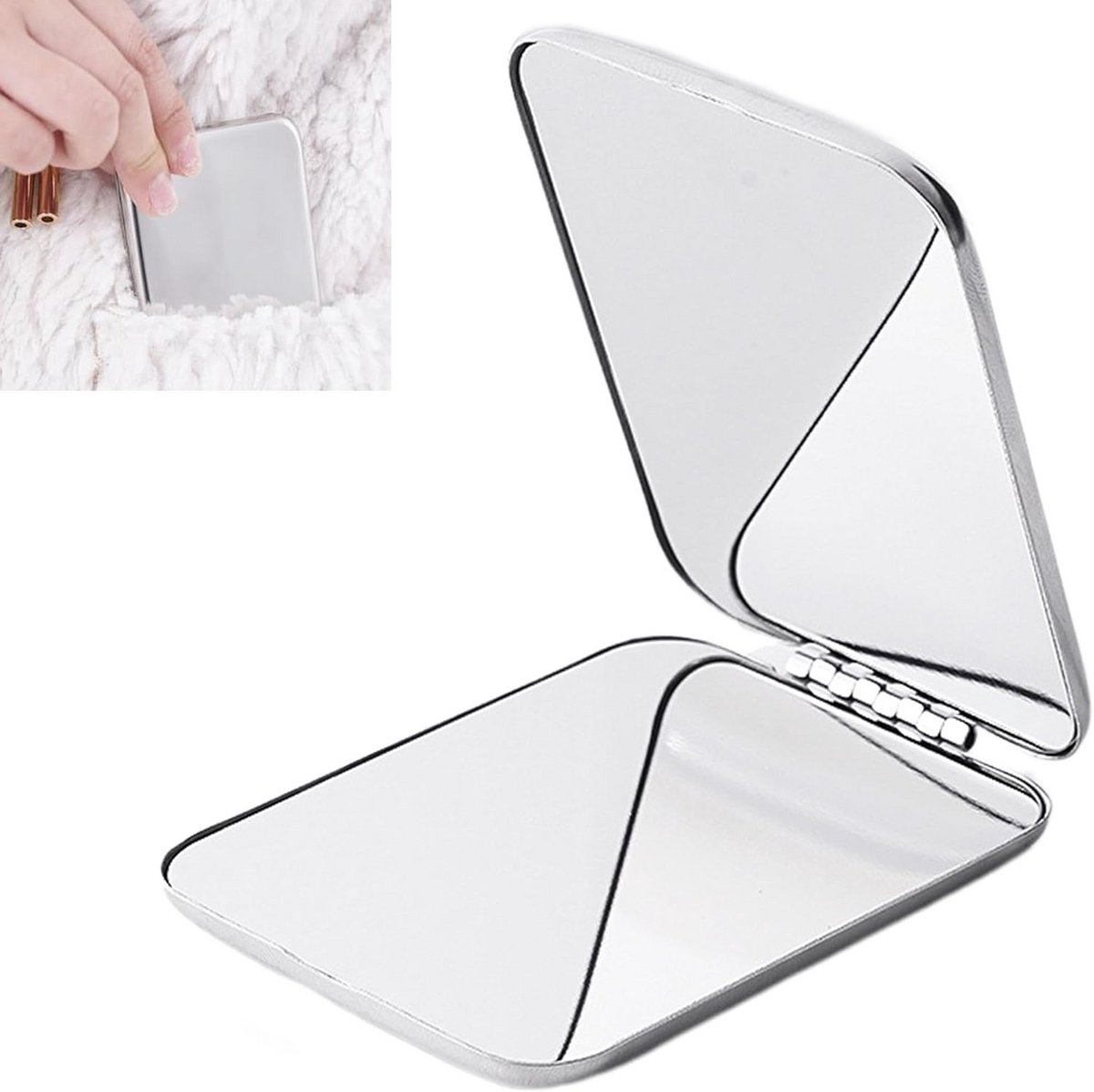 Compacte Klapspiegel voor Make-up - Handige en Zwarte Reisspiegel