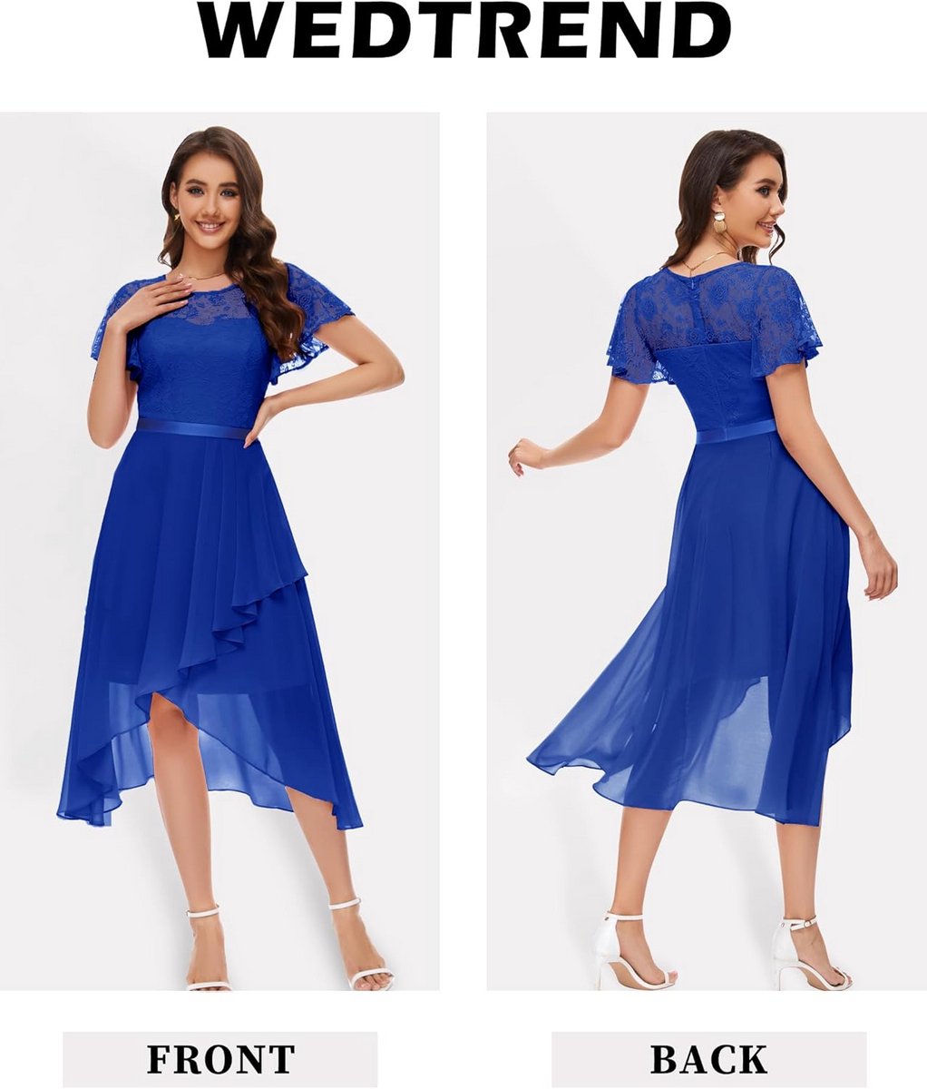 Elegante Damesjurk voor Feestelijke Gelegenheden met Ruches en Flutter Mouwen