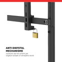 Zwart anti-diefstalmechanisme met gouden hangslot.