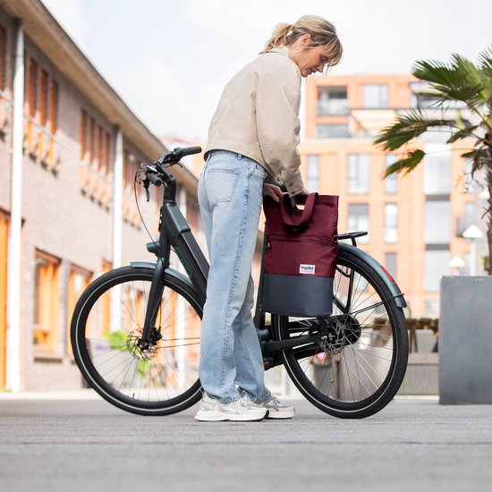 Gerecyclede shopper fietstas Urban Proof 20 liter - bordeaux rood/grijs van Urban Proof — afbeelding 2
