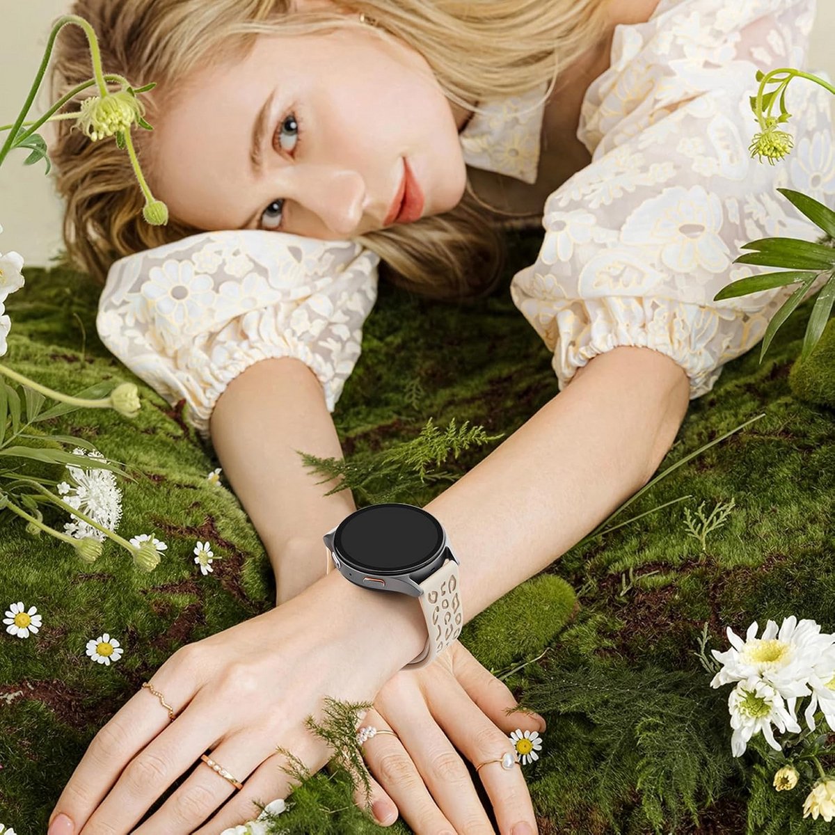 Tweekleurige Gegraveerde Smartwatch-Horlogeband 20 mm voor Dames en Heren