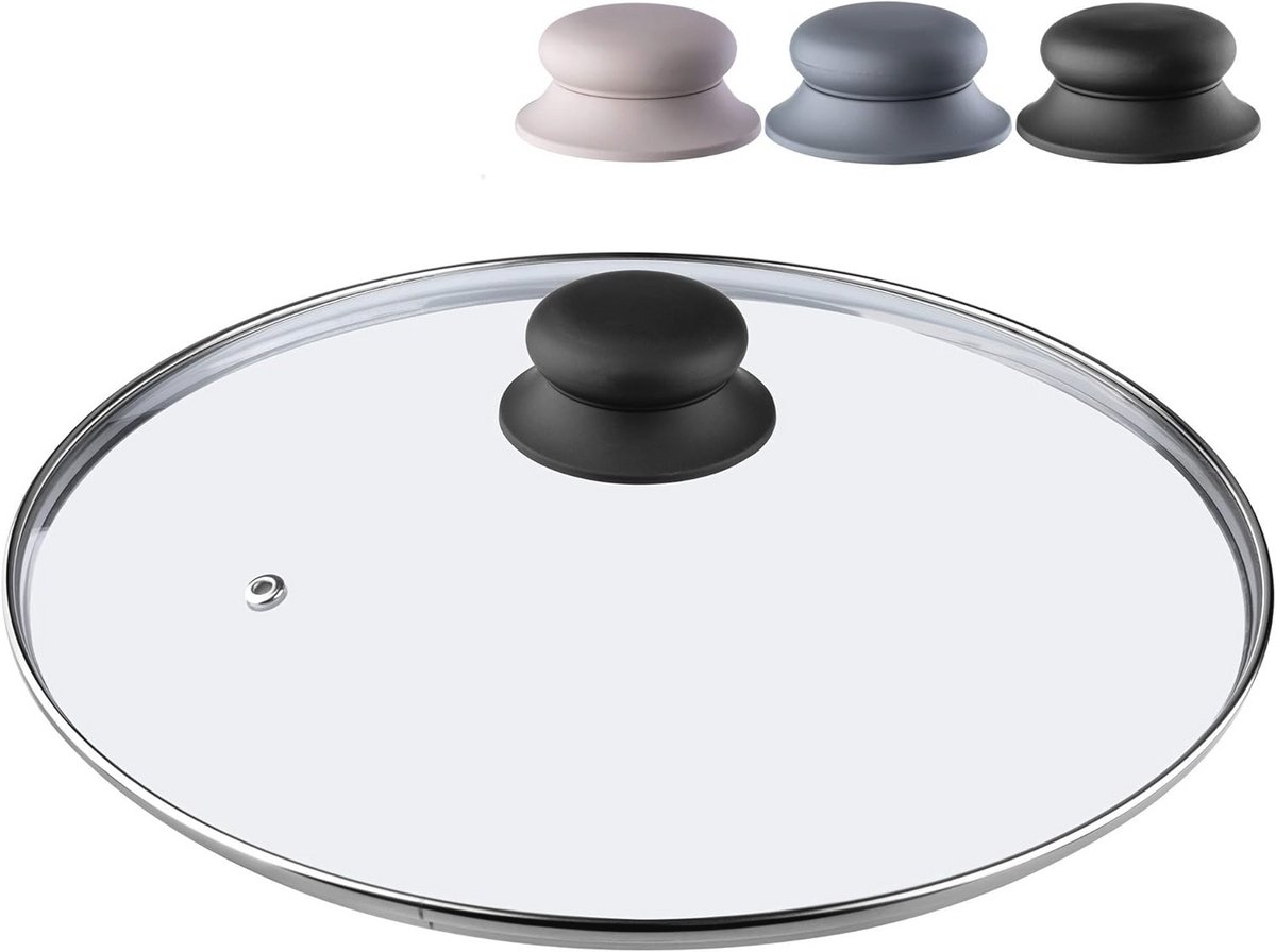 Hittebestendig glazen deksel met siliconen handgreep - Universeel en rond (26 cm)