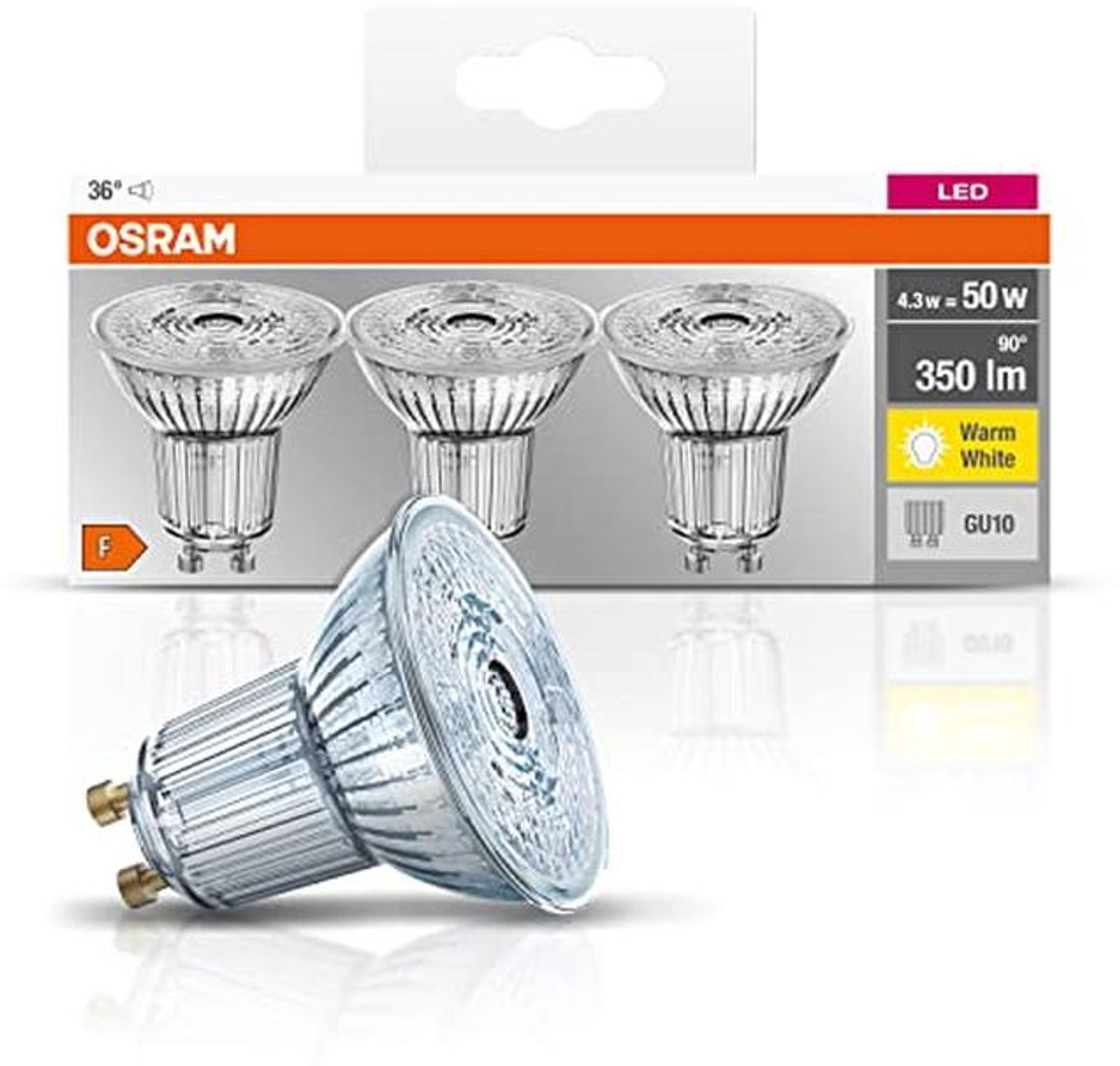 LED Reflector Lamp GU10 Warm Wit 2700K 4.30W Energiestandard A++