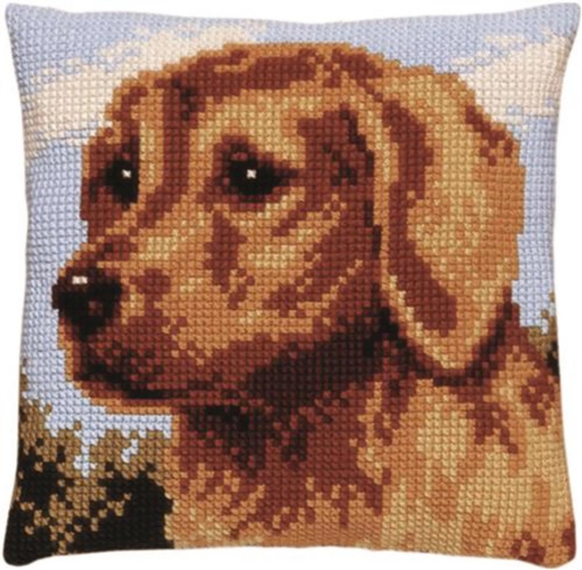 Pako Borduurpakket kruissteekkussen - hond Golden Retriever - geprint stramien - 003.144 - DIY kit