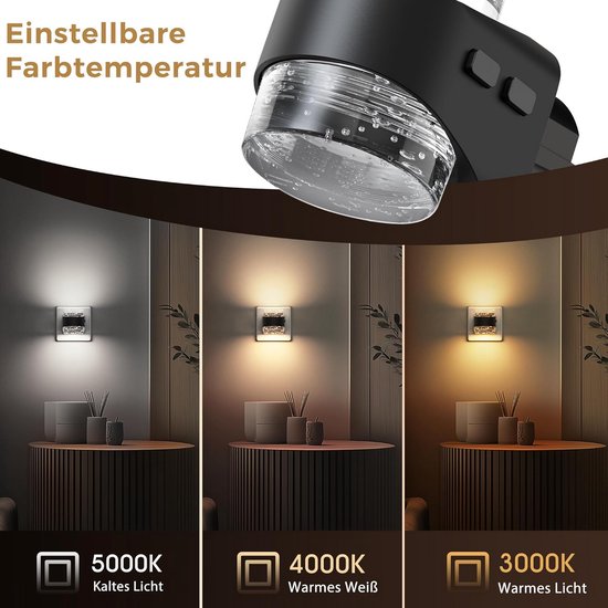 Nachtlampje met instelbare kleur en dimfunctie - Ideaal voor badkamer en hal - 3000K, 4000K, 5000K — afbeelding 5