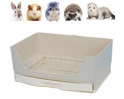 Grote hoekbak Geschikt voor konijnen met uitneembare lade; konijnenhok, konijnenkooi, kattenbak; geschikt voor kleine dieren zoals konijnen en cavia's.