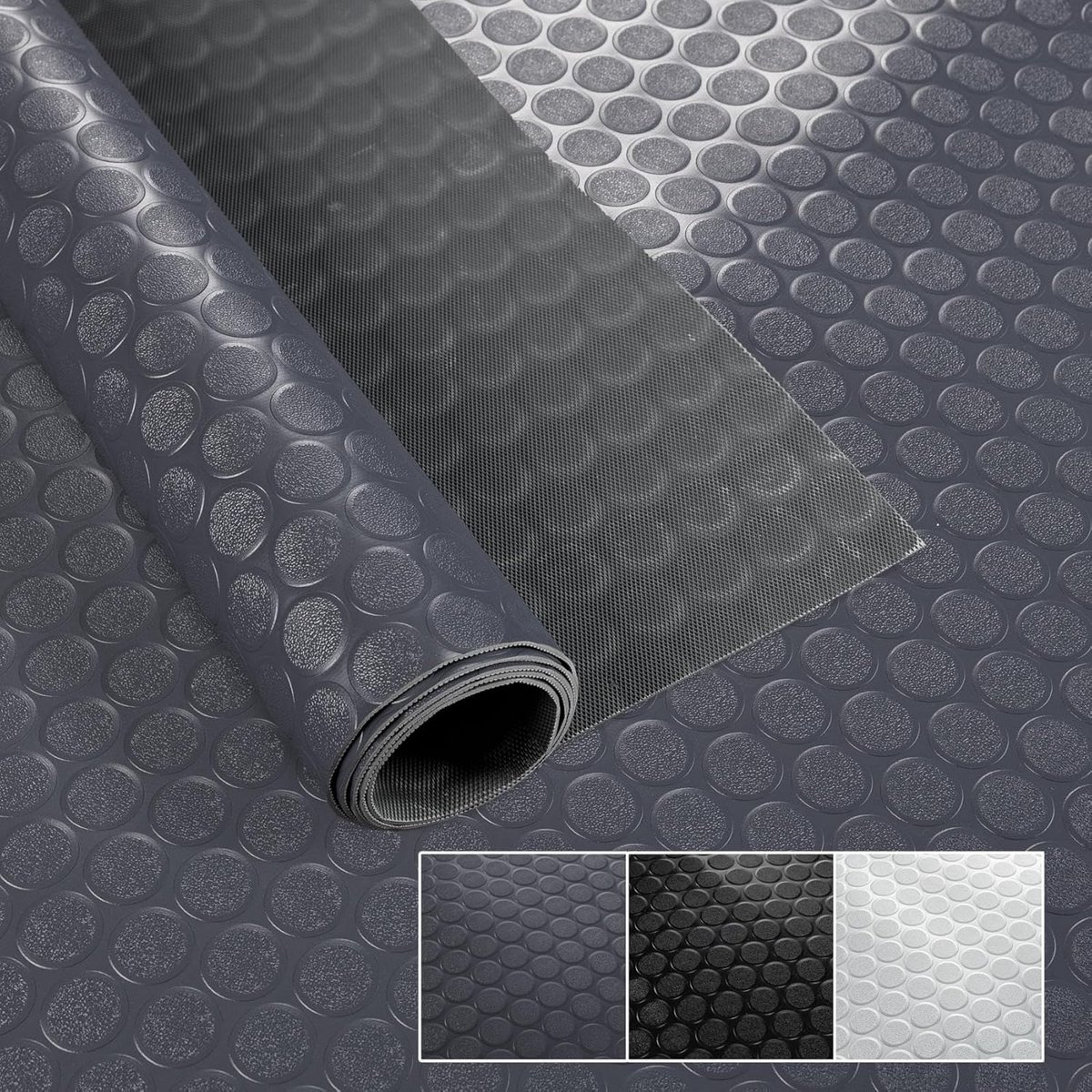 Antislip PVC vloerbedekking per meter 1,5mm dik met noppen of ribbels