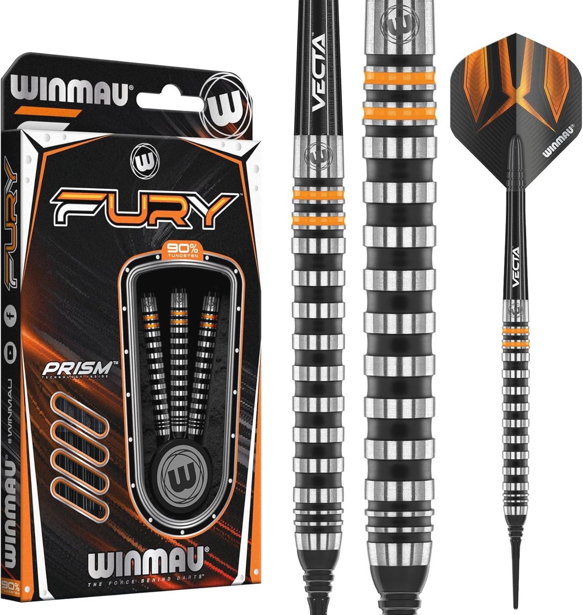 Tungsten Softip Dartset van 18-20 Gram met Prisma Flights en Vecta-Schachten