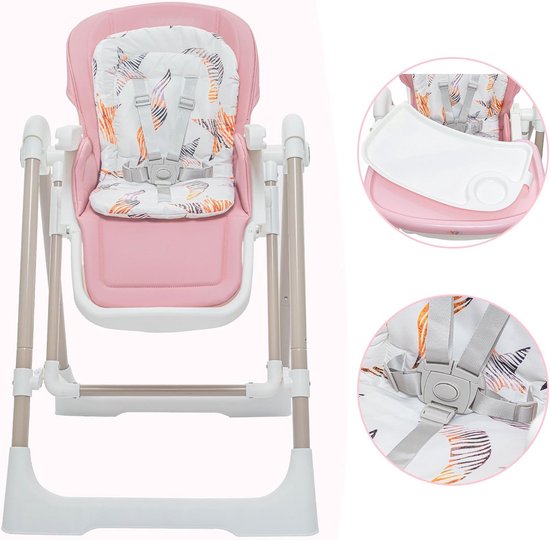 3in1 Kinderstoel met Verstelbare Hoogte en Voetsteun - Multifunctionele Kinderstoel en Schommel voor Baby's - Roze — afbeelding 5