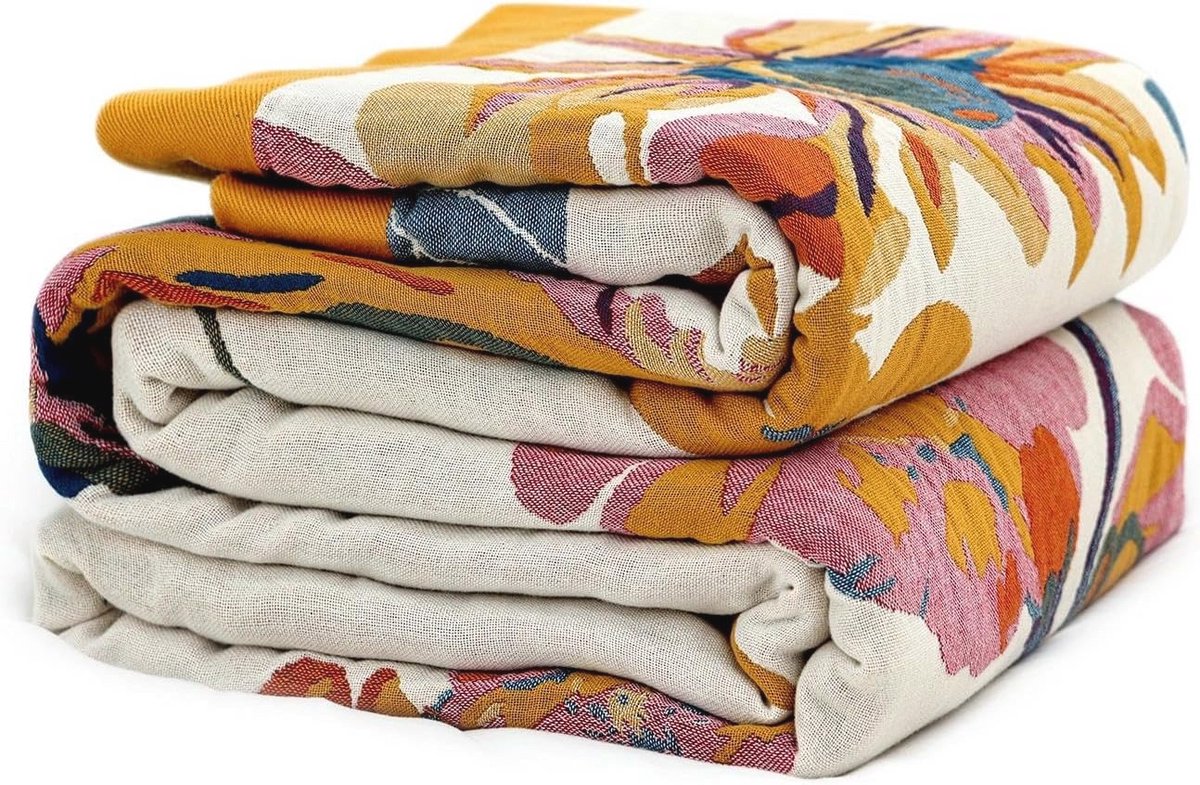 Boho Dekens voor Bed en Bank - Ultra Zachte Katoenen Quilts voor Elk Seizoen - Bloemenprint Rustieke Interieur Decoratie