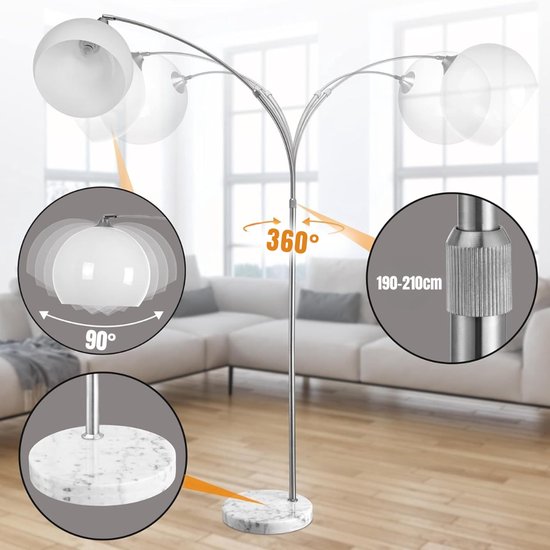 RVV® Booglamp - Woonkamer Booglamp - Eetkamer Booglamp - 190 tot 210 Hoog - 8,9KG — afbeelding 2