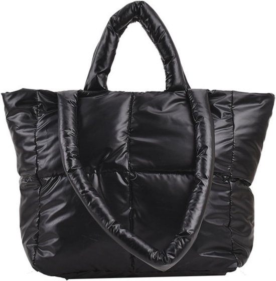 Vrouwen Puffer Tote Bag - Grote Puffer Tote Bag Portemonnee Gewatteerd Zacht Katoen Plaid Gewatteerde Enkele Schoudertas Handtas, Roze, One size