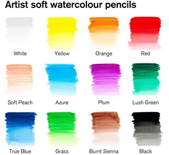 Watercolor Krijt Set - 12 Kleurige Artist Crayons voor Vivid Tekeningen met Hoogwaardige Pigmenten — afbeelding 3