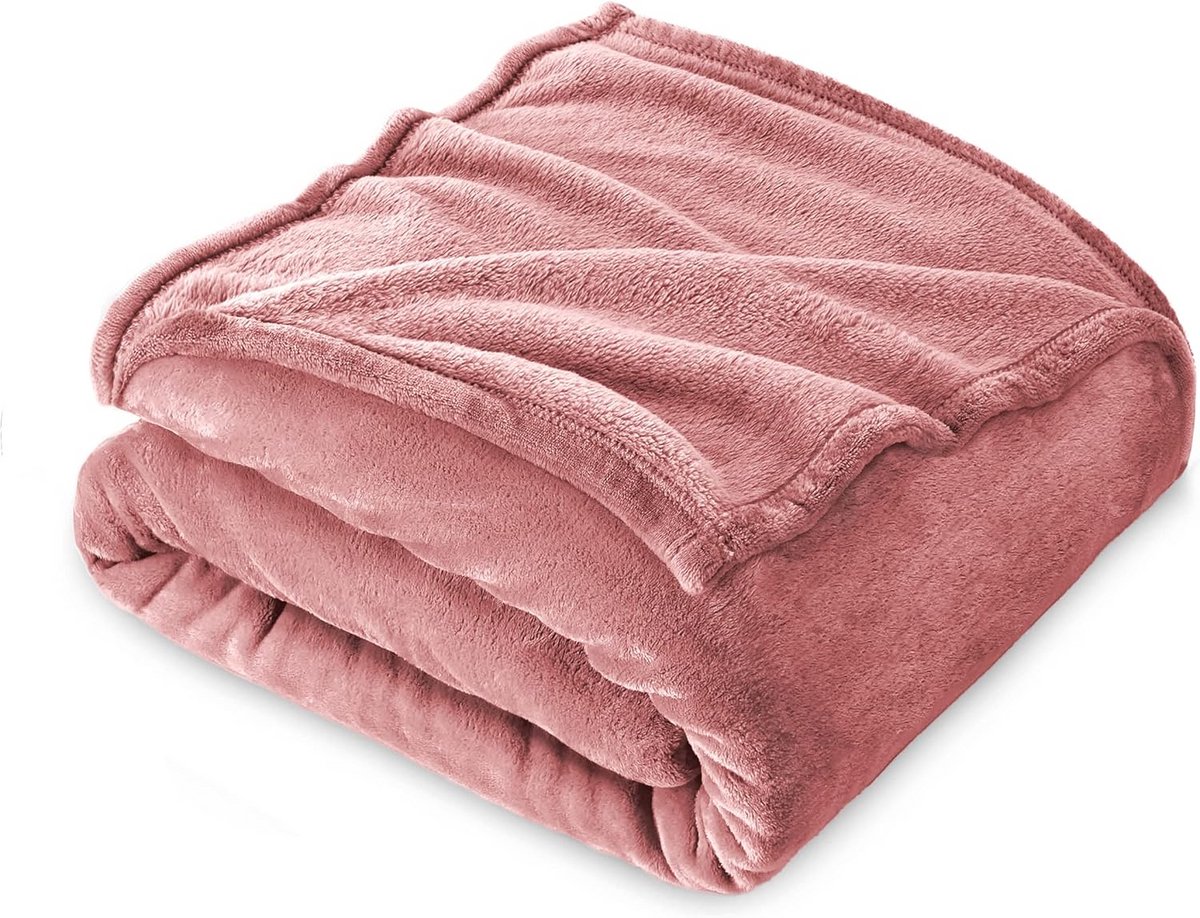 Superzachte Fleece Deken Enkel of Dubbel Bed 160 x 210 cm Roze Flanellen Plaid