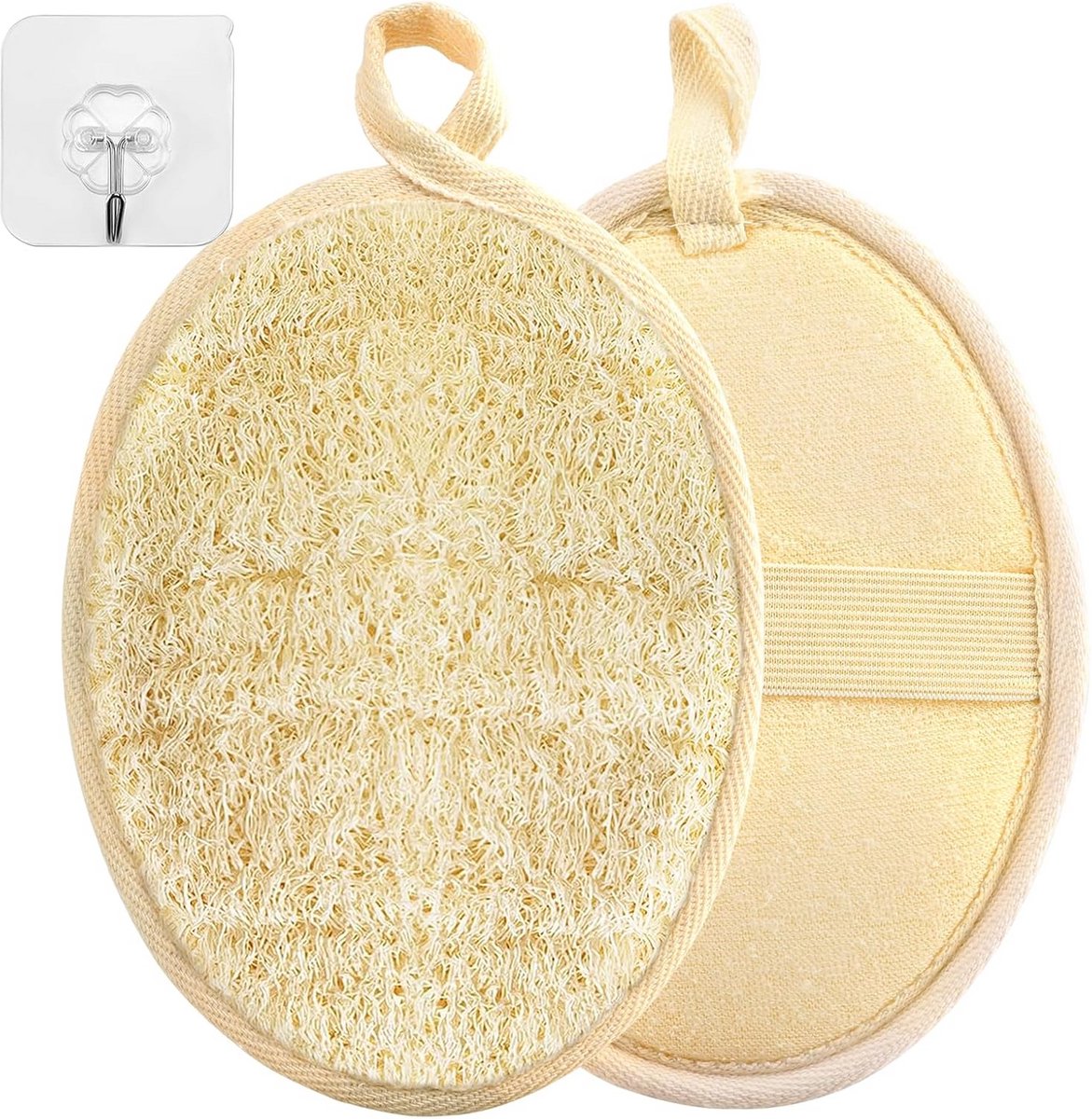 Exfoliërende Natuurlijke Loofah Spons voor Body Scrub, 2 Pack