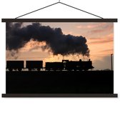 Affiche textielposter Une locomotive à vapeur au coucher du soleil 150x100 cm