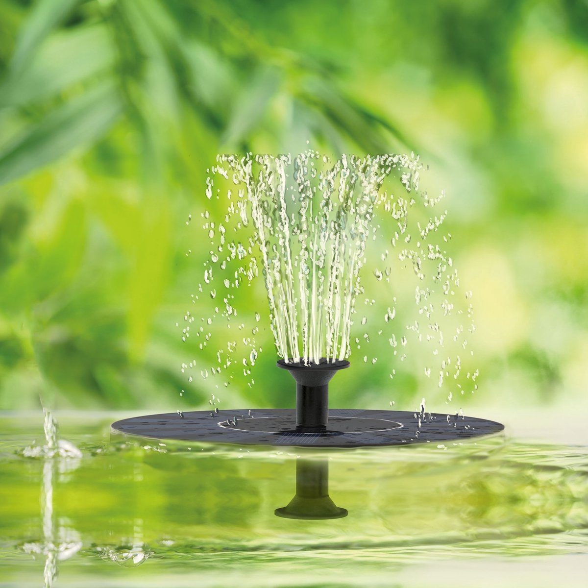 Solar Fontein op Zonne-Energie – Drijvende Tuin Fonteinpomp – Ø 160 mm – Met 5 Sproeikoppen – Zonder Kabels of Batterijen – Voor Vijver en Waterschaal [11226]