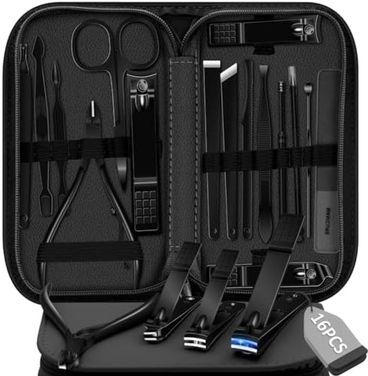 Stunq® Complete Nagelverzorgingsset - 16 Delig Professioneel Gereedschap In Reis-Etui
