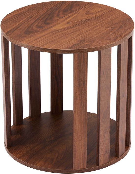 Oviala - Ronde salontafel met houtlook, 50 cm diameter, donker hout ...