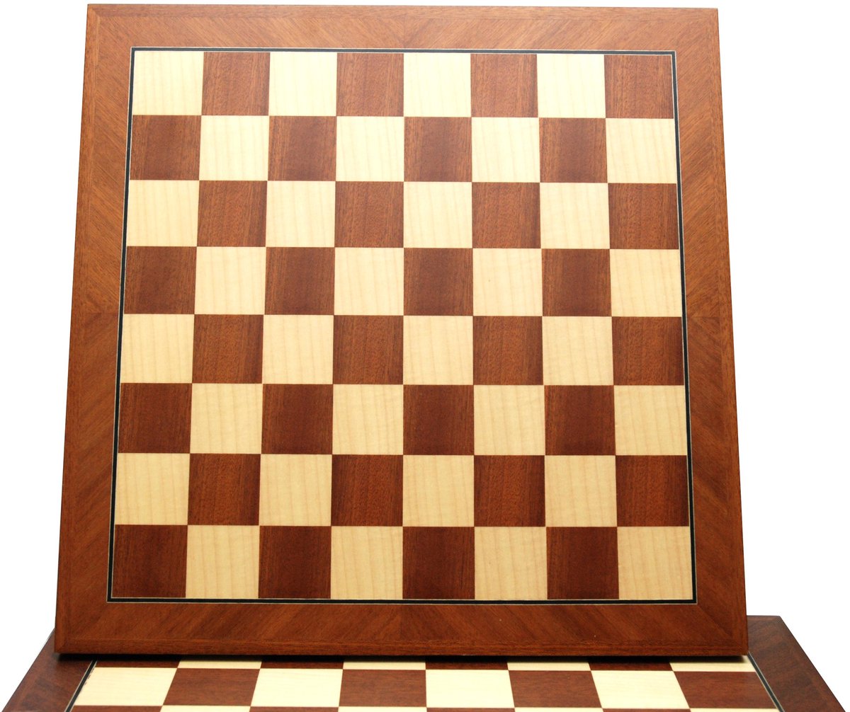 Schaakbord Sapeli/ahorn 40 mm 38 cm. ingelegd