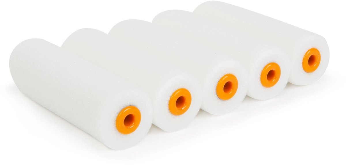 5x Verfroller High Density Schuim 100 mm – Set Van 5 Stuks – Voor Lak En Olieverf – Glad En Bubbelvrij Resultaats [11185C]