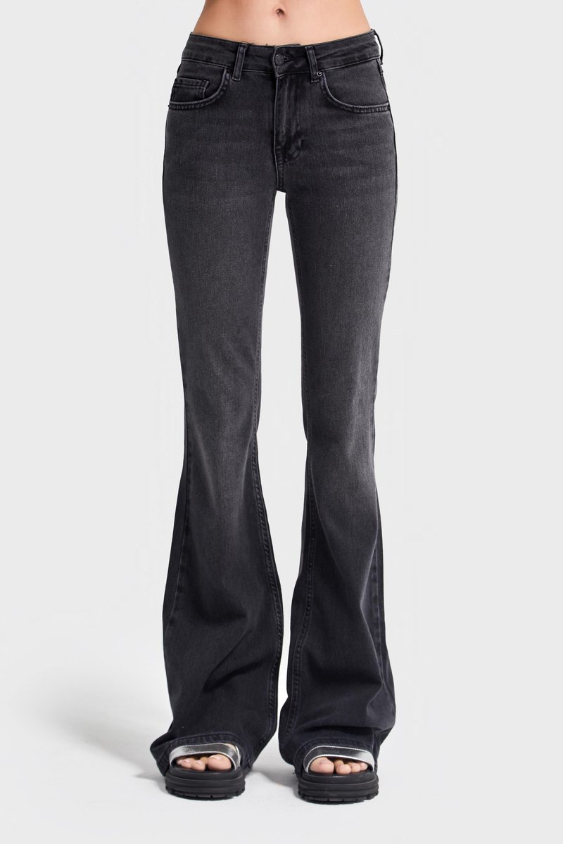 It's Basic - Flare Mid Rise Jeans - Stone