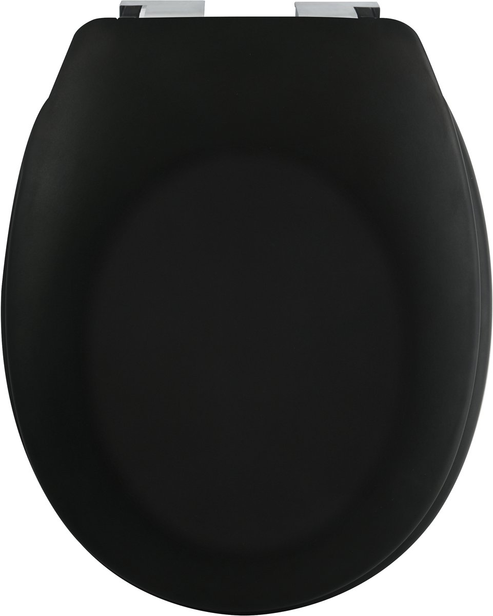 spirella Toiletbril Softclose - Duroplast WC Bril met Chroomkleurige Scharnieren - Antislip Voetjes - Zwart