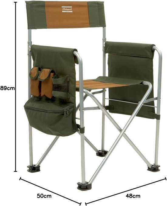 GIANTEX 2 campingstoelen met parasol, inklapbaar, dubbele visstoel met bekerhouder en koeltas, klapstoel voor 2 personen, 5 kleuren, groen