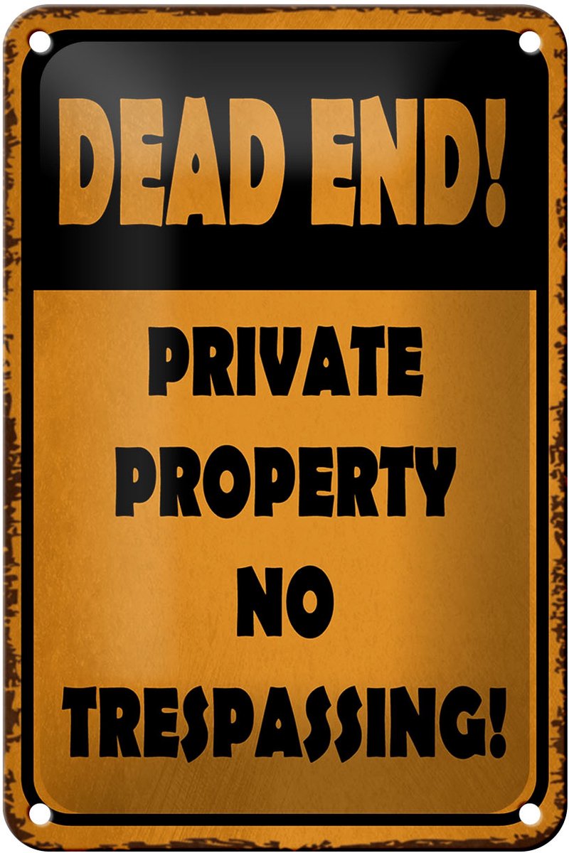 Blechschild Hinweis 12x18cm Dead end private property no