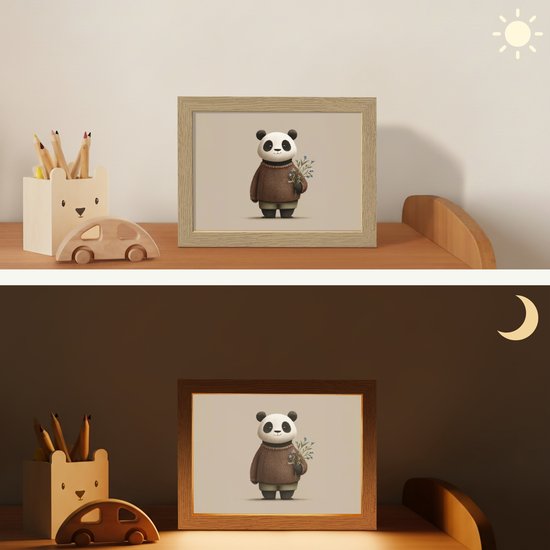 Nachtlampje 20x15 cm - Kinder lamp - Panda - Blauwe bloemen - Zachtheid - Tafellamp kinderkamer - Slaapkamer lamp - Bedlamp kinderen - Kinderlampje stopcontact - Wandlamp babykamer - Nachtlampjes van Merkloos — afbeelding 4