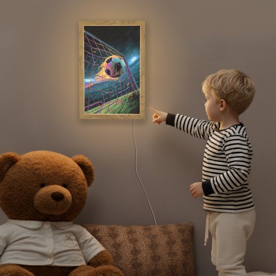 Nachtlampje 20x30 cm - Kinder lamp - Goal - Voetbal - Vuur - Stadion - Tafellamp kinderkamer - Slaapkamer lamp - Bedlamp kinderen - Kinderlampje stopcontact - Wandlamp babykamer - Nachtlampjes van Merkloos — afbeelding 5