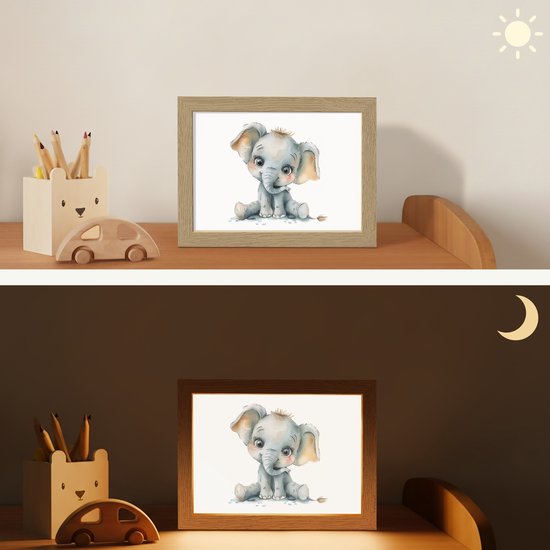 Nachtlampje 20x15 cm - Kinder lamp - Olifant - Baby dier - Tafellamp kinderkamer - Slaapkamer lamp - Bedlamp kinderen - Kinderlampje stopcontact - Wandlamp babykamer - Nachtlampjes van Merkloos — afbeelding 4