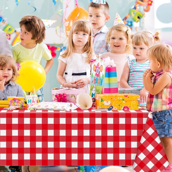 4 Stuks Rood Wit Geruite Tafelkleden Rechthoekig Voor Picknick Bbq En 