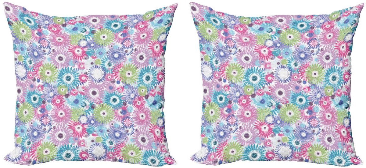 ABAKUHAUS Kussenhoes Set – 2x40x40 cm – Mikrofaser – Dubbelzijdig bedrukt Multicolor