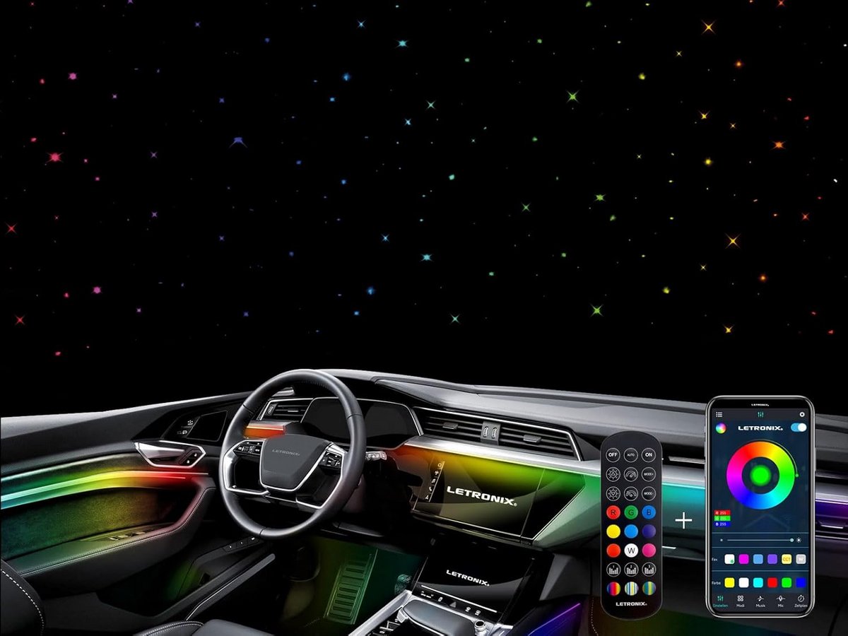 RGBIC Sterrenhemel Verlichting voor Auto - Fonkelende LED Sterren met Rainbow Effect