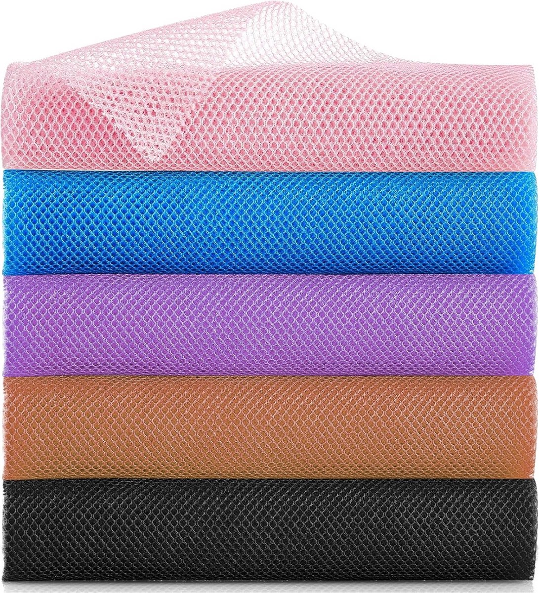 Set van 5 Lange Zachte Nylon Douchesponzen voor Lichaamsscrub - Rijk Schuim