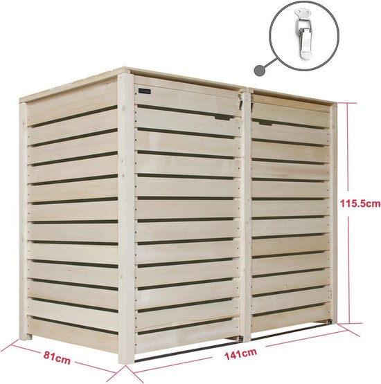 Vuilcontainerbox afvalcontainerombouw hout 120L voor 1 kleine ton incl