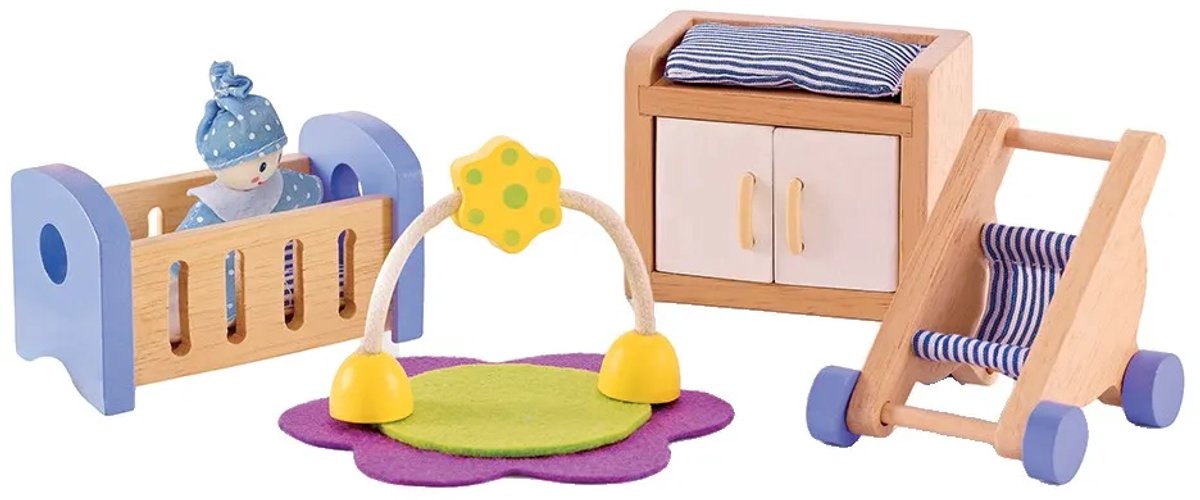 Hape Babykamer Poppenhuis Meubels - Houten Speelkamer met 8 Onderdelen, vanaf 3 Jaar — afbeelding 13