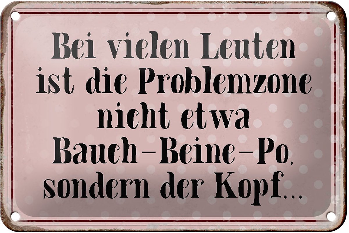 Blechschild Spruch 18x12cm Problemzone ist der Kopf Retro