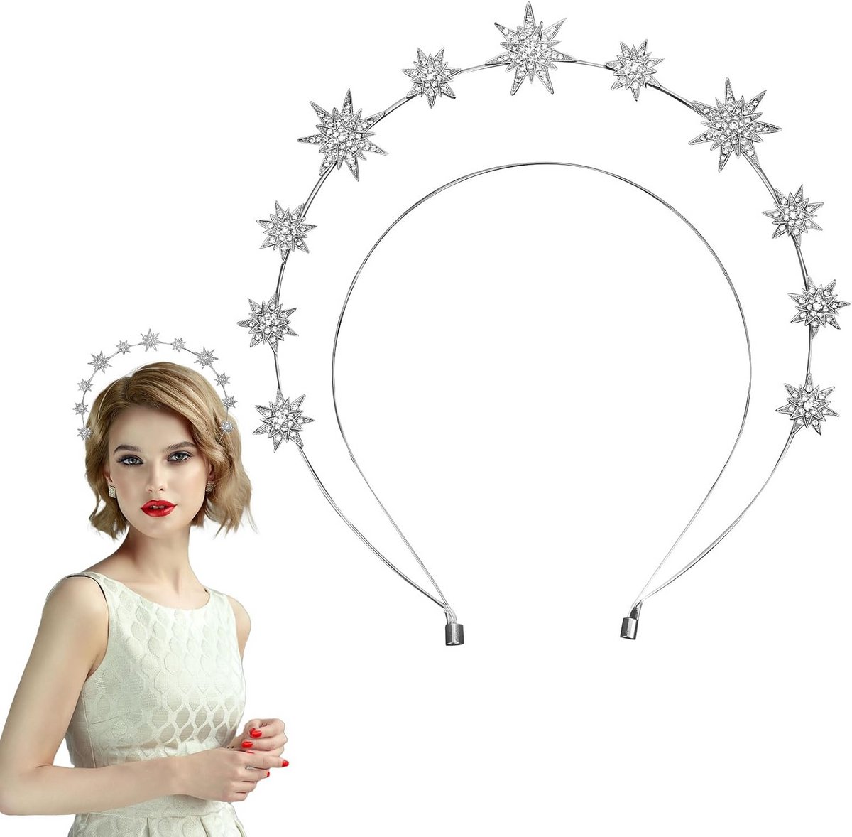 Glanzende Ster Haarband Strass Diadeem Feestelijk Kapsel Accessoire Bruiloft