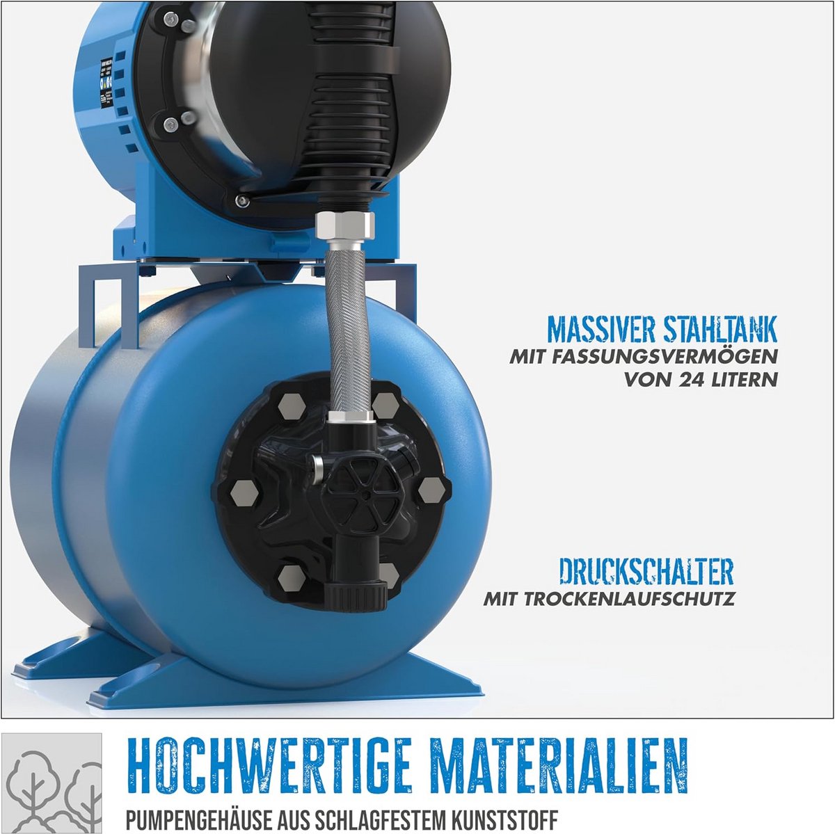 Krachtige Huiswaterpomp met Drukvat voor Tuin en Sanitair thumbnail 2