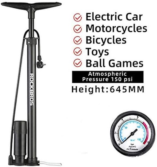 Fietspomp Met Manometer 150 Psi - Stevige Voetpomp Voor Alle Fietsbanden — afbeelding 3