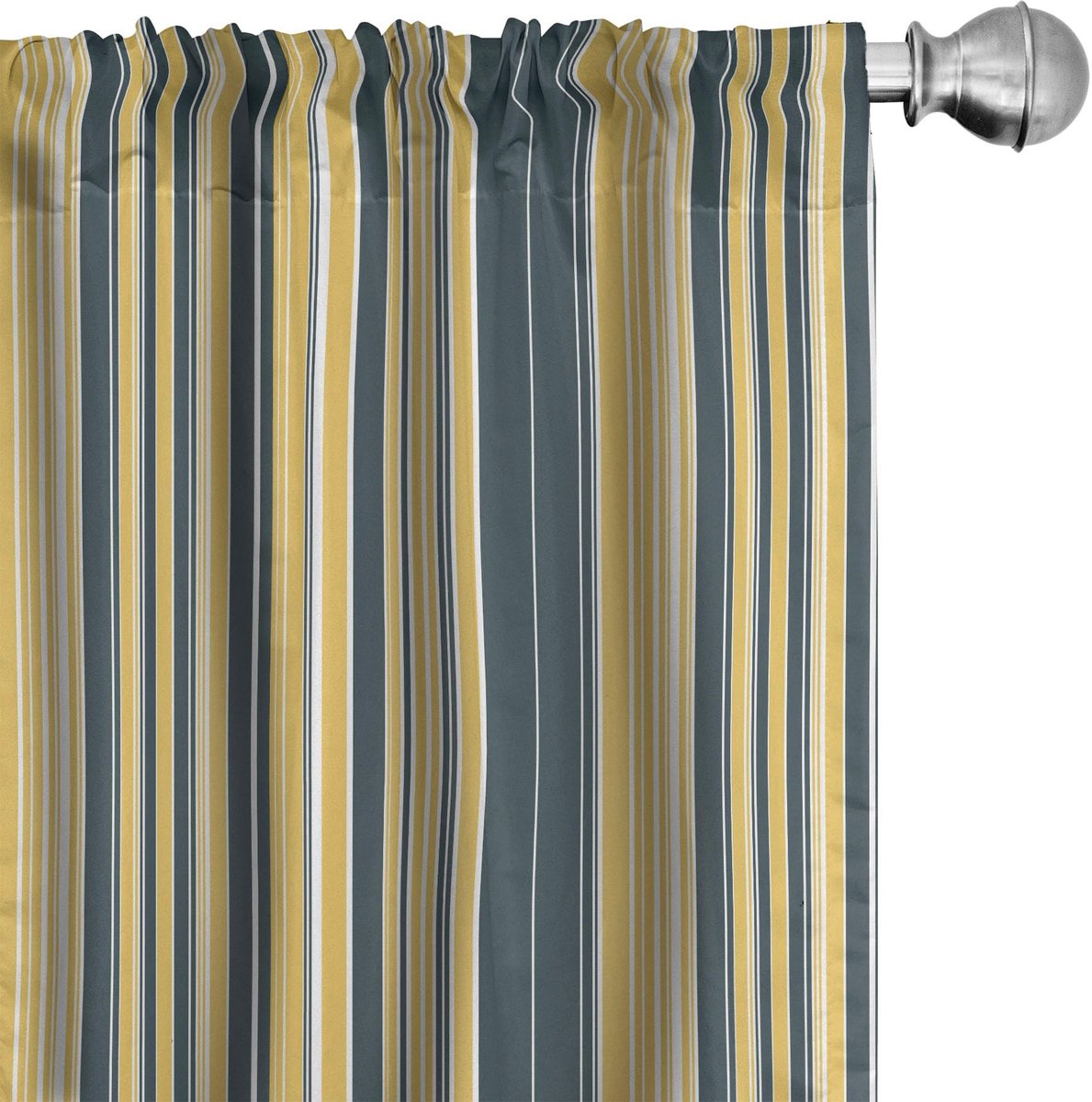 ABAKUHAUS Geometrische Voorhangen – 2x75x175 cm – Donkerblauw/Grijs/Geel Dunkelblauw