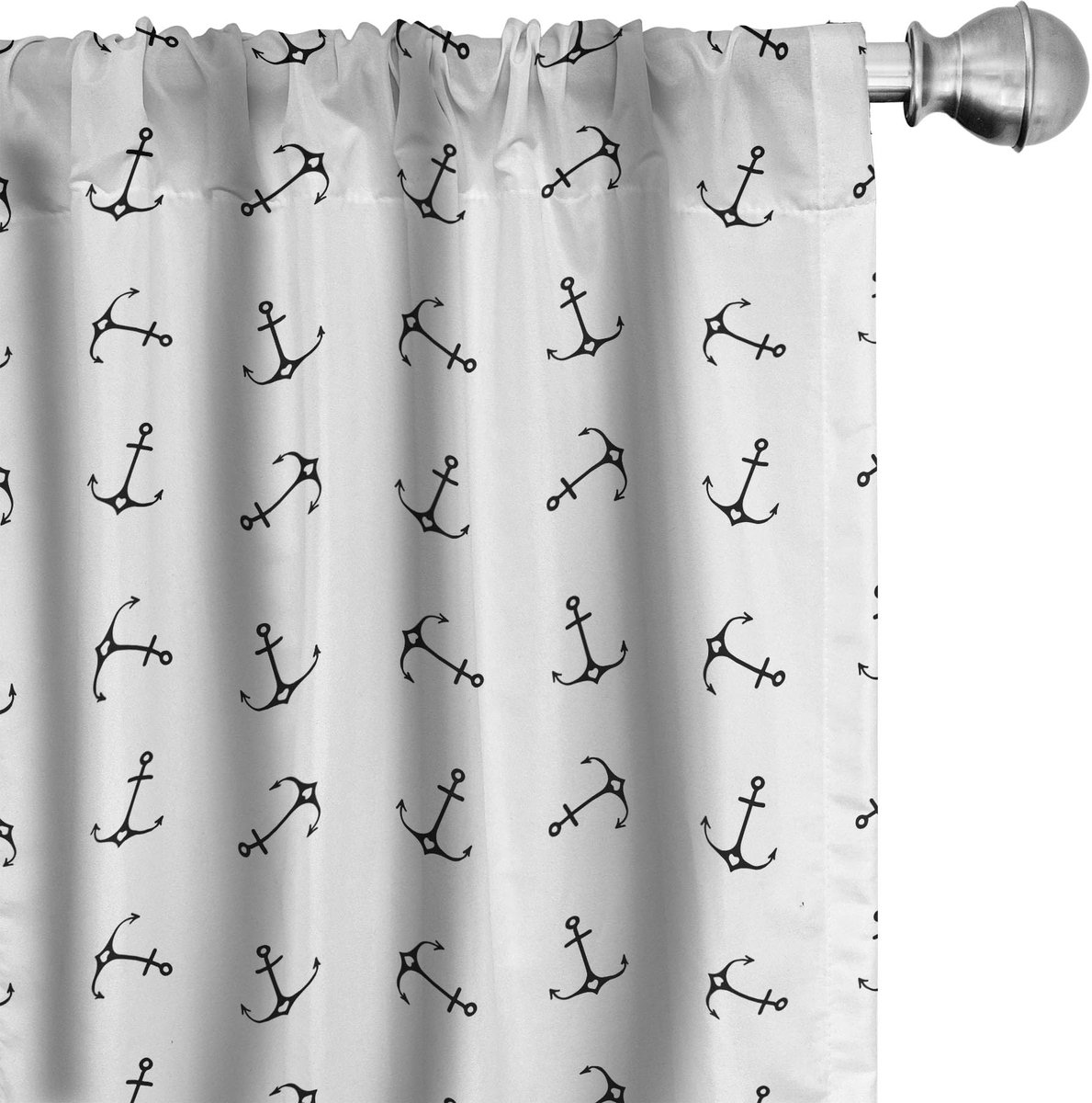 ABAKUHAUS Anker gordijnen – 2x75x225 cm – microvezel – zwart-wit Schwarz