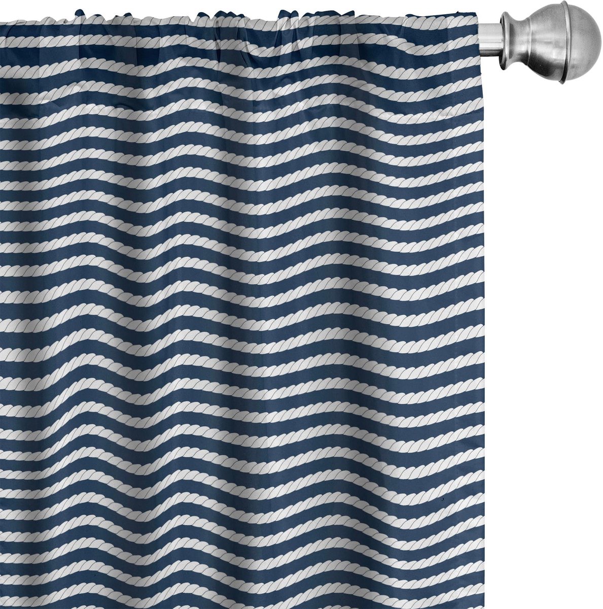 ABAKUHAUS Blauw-Witte Voorhangen 2x75x175 cm – Microvezel, halfdonker Blauw en wit