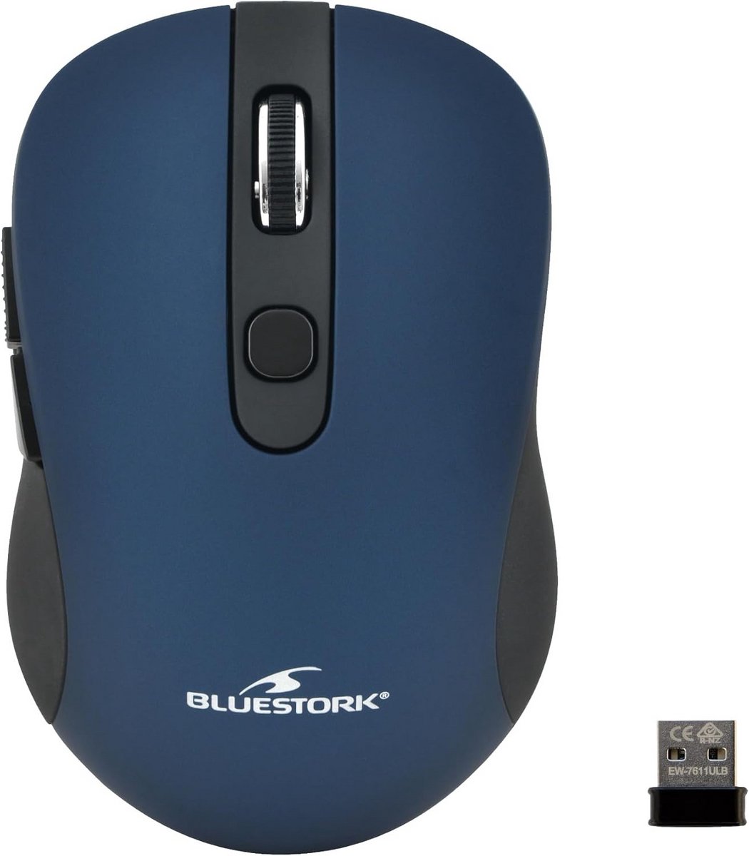 Draadloze Muis Met 6 Knoppen - Verstelbare DPI (800-1600) - Slank Blauw Design - USB Ontvanger