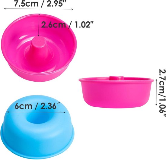 YHSWIN 2 stuks siliconen donut vormen, 6-gaats antiaanbaklaag donut bakvormen siliconen vorm geschikt voor cake bagel muffins, enkele gat diameter 7,5 cm (oranje groen