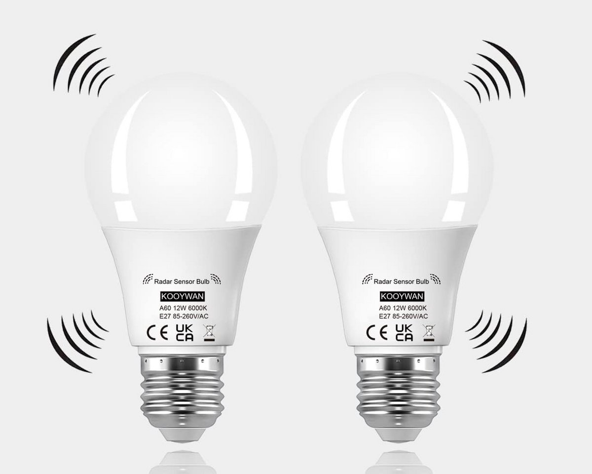 LED Bewegingssensor Lamp E27 12W Koel Wit Automatisch Schakelend (2 Stuks)