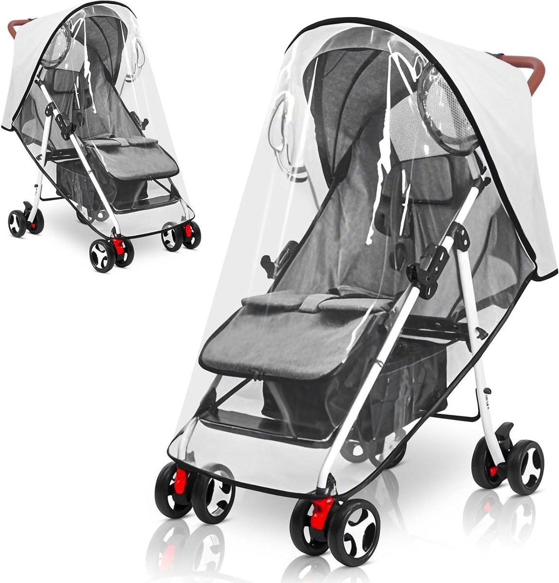 Allecta - Universele Regenhoes voor Kinderwagen, Buggy - Ademend Ventilatiegaas - Transparant - Winddicht - Bescherming Tegen Stof en Sneeuw